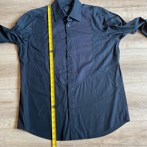 Hugo Boss Black Tuxedo Shirt Mens 16 1/2 42- French Cuffs Bib regular fit - Picture 11 of 13